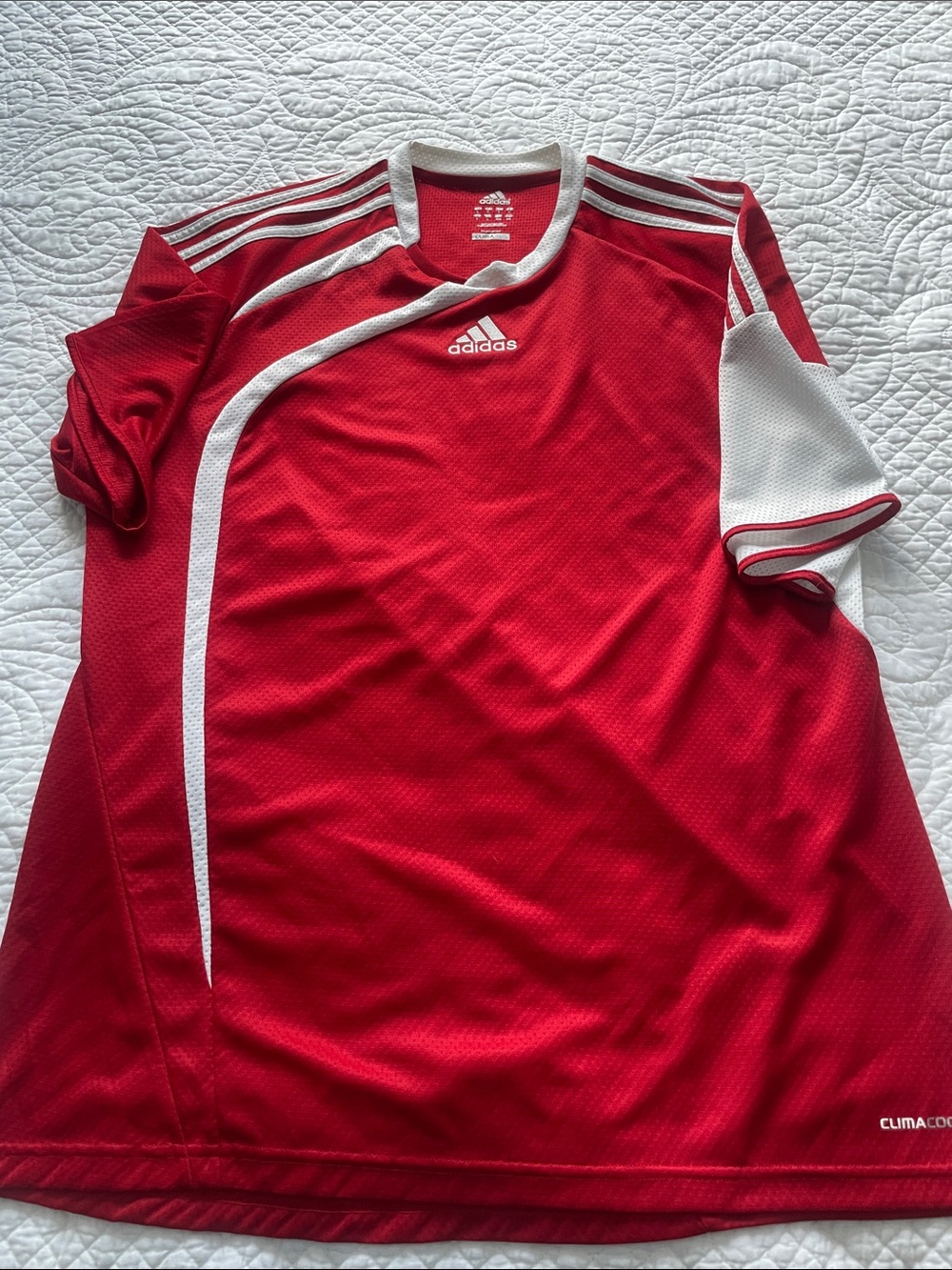 adidas Red & White Performance Soccer Jersey